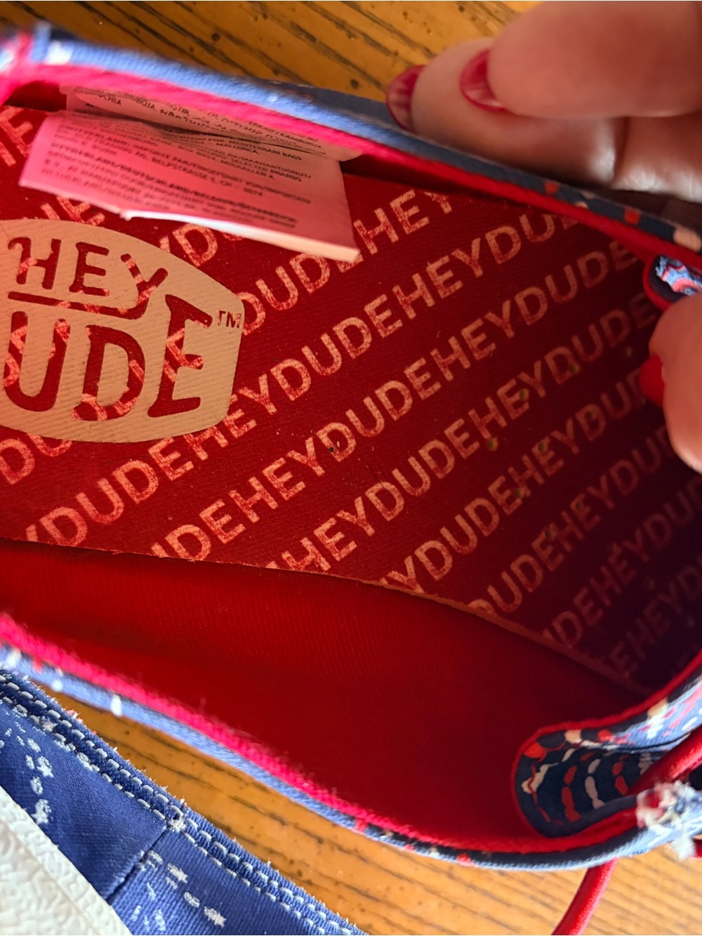 Hey Dude women’s navy Red Firework Print Casual Shoes - Picture 3 of 5